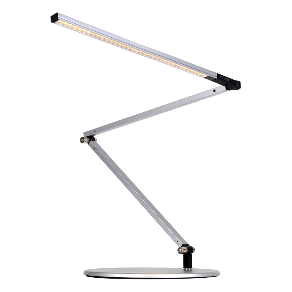 Koncept Lighting AR3200-CD-SIL-PWD Z-Bar slim Desk Lamp with power base (USB and AC outlets) (Cool Light; Silver)